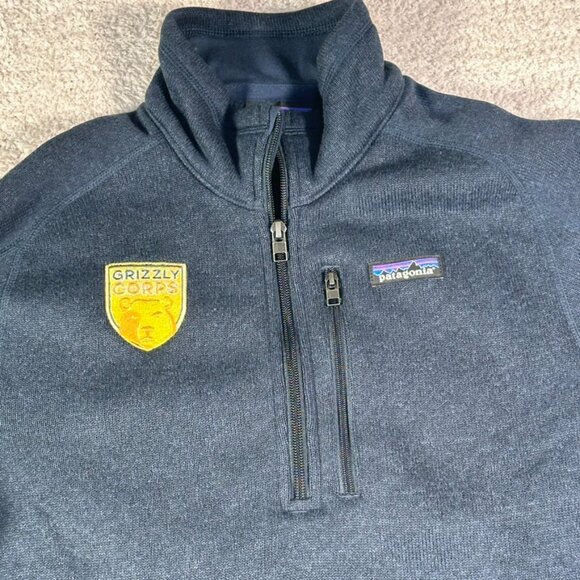 Patagonia Mens Better Sweater 1/4 Zip Fleece Size Small Navy Blue Warm PATCHES - Picture 3 of 11